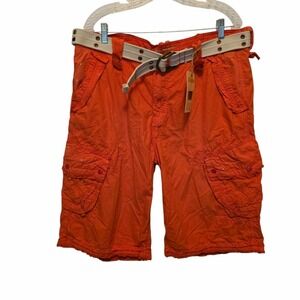 Vintage Kilogram Cargo Shorts Skater Baggy Combat Harlem Orange Belted 38 NWT